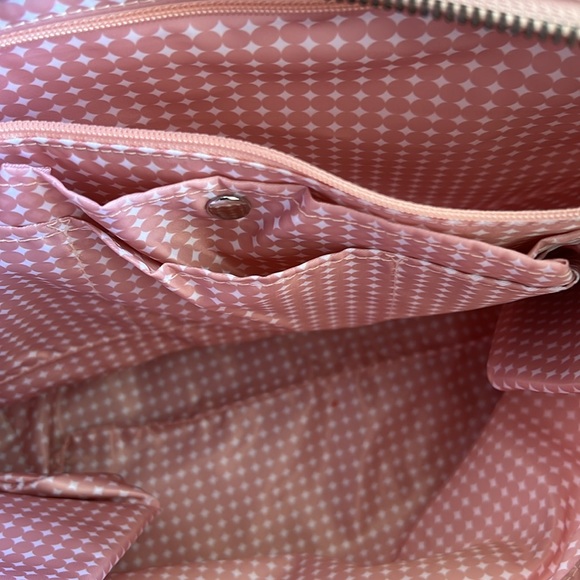NWOT Dwell Studio Pink & Tan Diaper Bag with Changing Bag - Picture 8 of 12